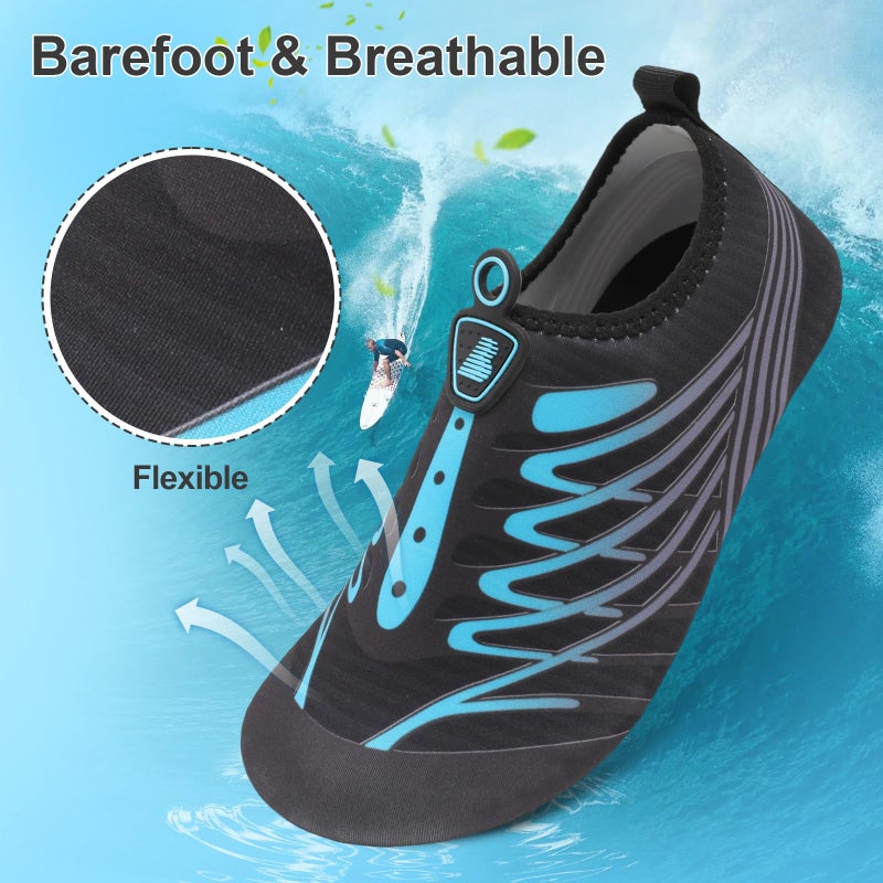 BARERUN Water Shoes Women's Men's Outdoor Beach Swimming Aqua Socks Quick-Dry Barefoot Shoes Surfing Yoga Pool Exercise Blue 6.5-7.5 Women/5-6 Men - Image 2